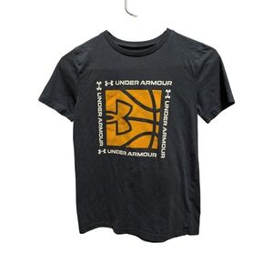 Under Armour HeatGear Youth Medium Black Yellow Basketball Graphic T-Shirt Loose